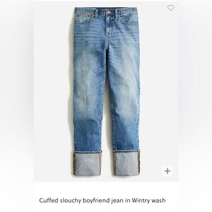J.Crew Cuffed slouchy boyfriend jean in Wintry wash Women’s 26